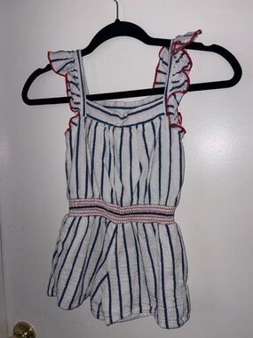 Cat & Jack | Girls XS Romper | Summer | Linen | Lined | White | Striped